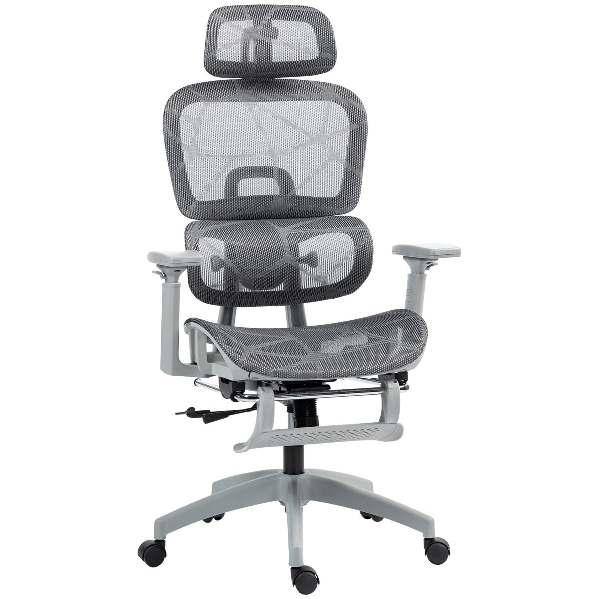 Fauteuil de bureau, chaise de bureau ergonomique en maille avec accoudoirs 3D, dossier inclinable, 66x64x122 cm, gris-0