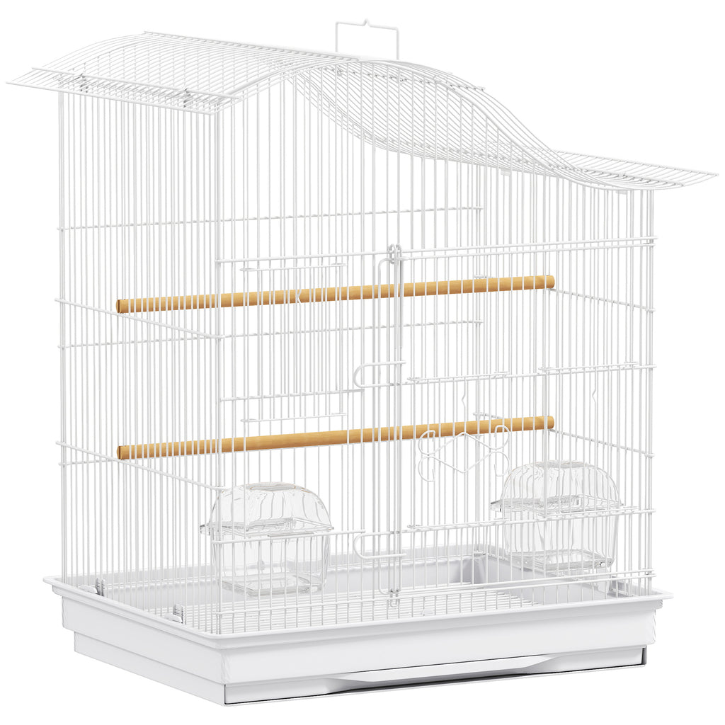 Cage à oiseau volière avec 4 portes, 2 perchoirs, plateau coulissant, pour inséparables perruches 4,7,5x36x54,5cm, blanc-0