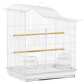 Cage à oiseau volière avec 4 portes, 2 perchoirs, plateau coulissant, pour inséparables perruches 4,7,5x36x54,5cm, blanc-0
