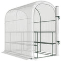 Serre de jardin avec étagères, 123x187x189cm, petite serre avec porte enroulable, bâche PE haute densité 140 g/m², blanc-0