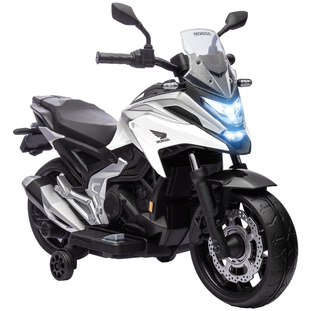 Moto électrique pour enfants moto porteur Honda pour enfants 3 à 6 ans avec musique, phares blanc-0