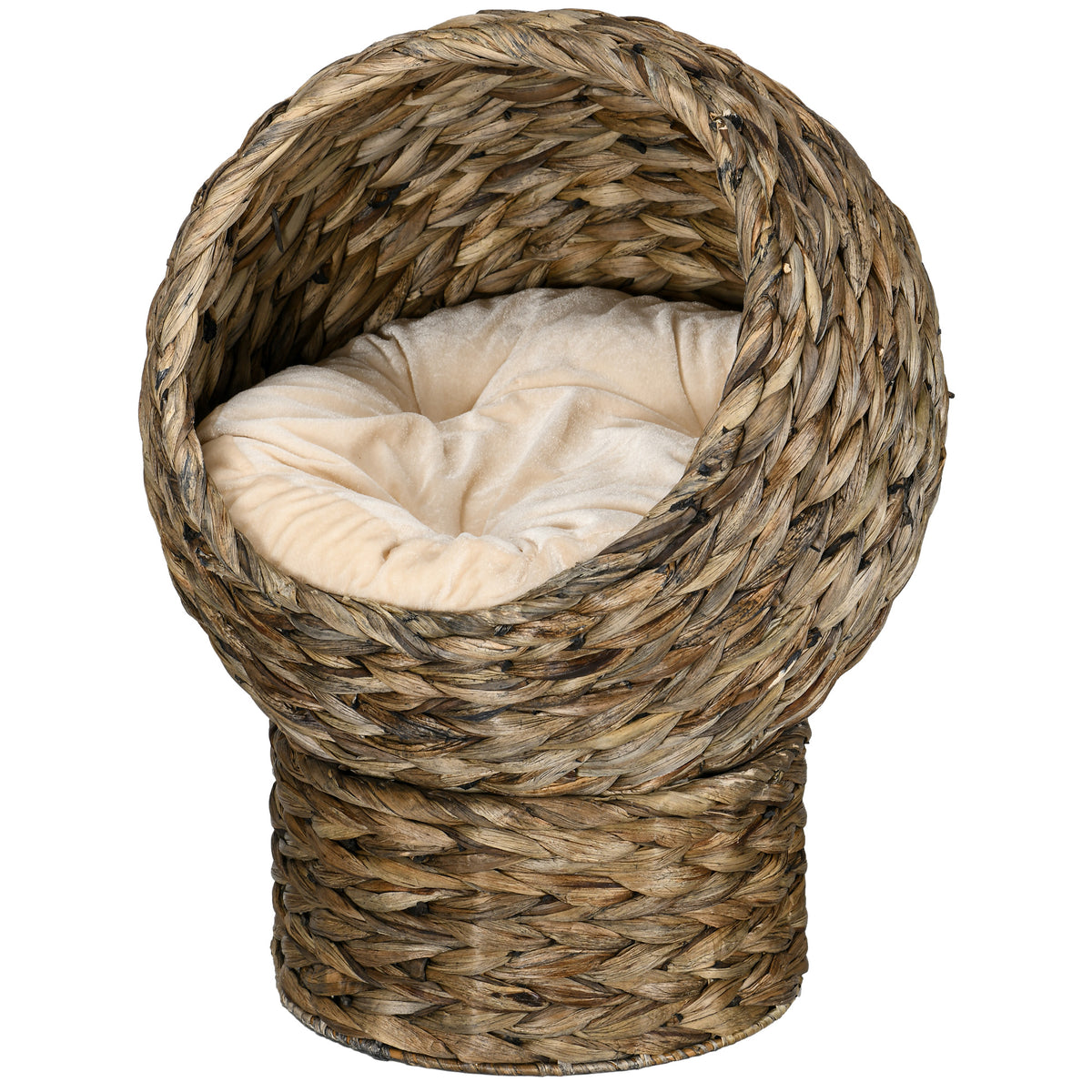 Panier lit surélevé pour chat, niche grotte cosy grand confort, dim. 40L x 37l x 51H cm coussin moelleux beige inclus-9