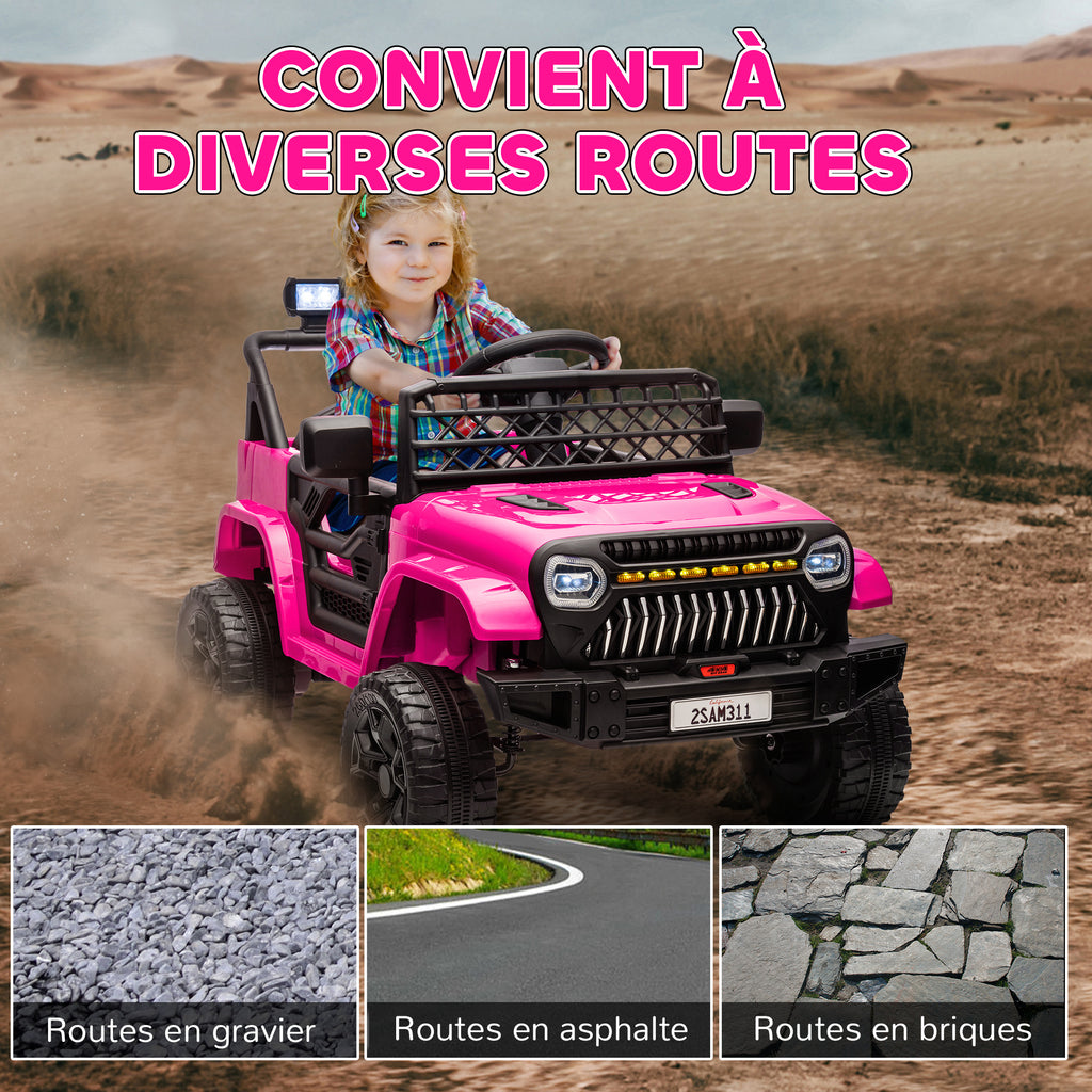 Voiture électrique enfant 4x4 télécommande 2,4Ghz, 2 moteurs 12 V, vitesse réglable, musique, klaxon, lumières LED, noir-5