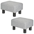 Lot de 2 poufs repose-pied tabouret bas en tissu de lin capacité de charge 150 Kg 40 x 30 x 24 cm gris-0