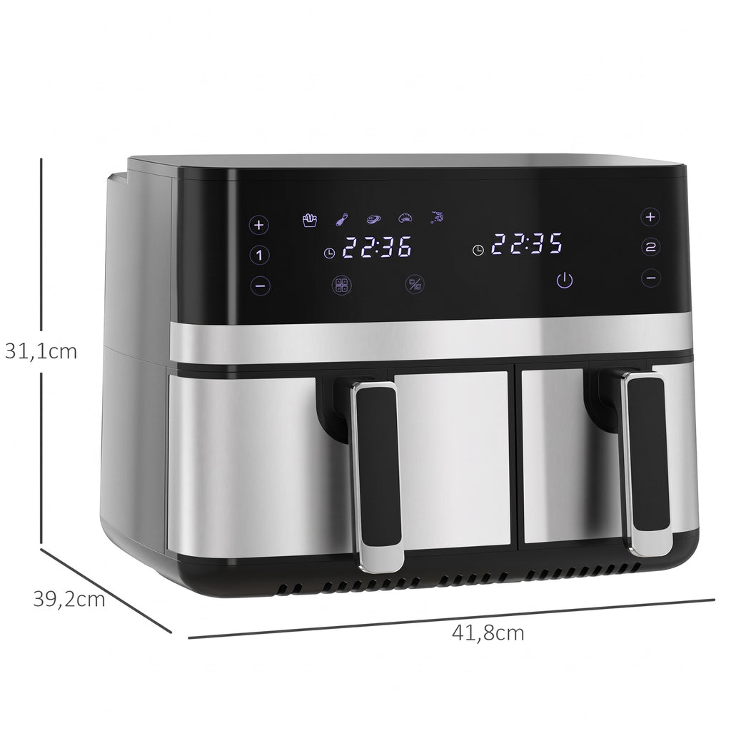 Friteuse à air sans huile, Air Fryer, double compartiment 8,5 L, 2700 W - 8 programmes, température réglable, minuterie-2