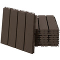 Caillebotis - Dalles terrasse - Lot de 9 - emboîtables, Installation très Simple - Petits Carreaux Composite Plastique Imitation Bois Chocolat-0