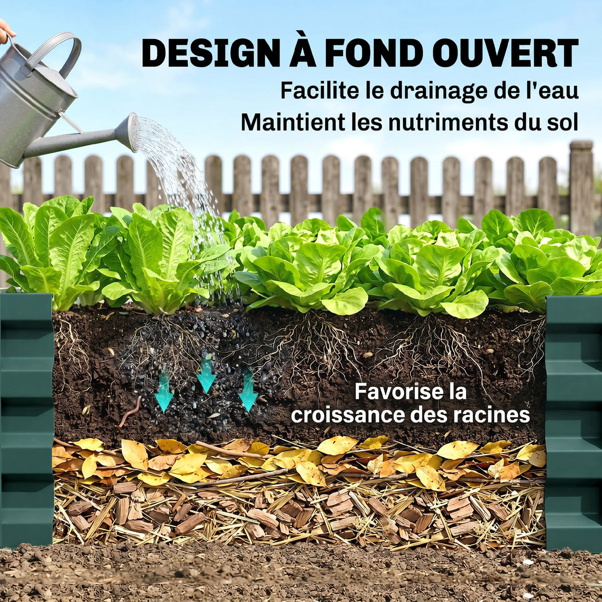 Carré potager de jardin tôle d'acier ondulée 120 x 120 x 30 cm vert foncé-5