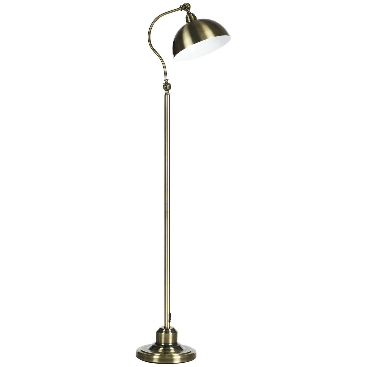 Lampadaire sur pied salon, lampe salon rétro avec abat-jour réglable, interrupteur à pied 42 x 25,5 x 152 cm ton laiton-0