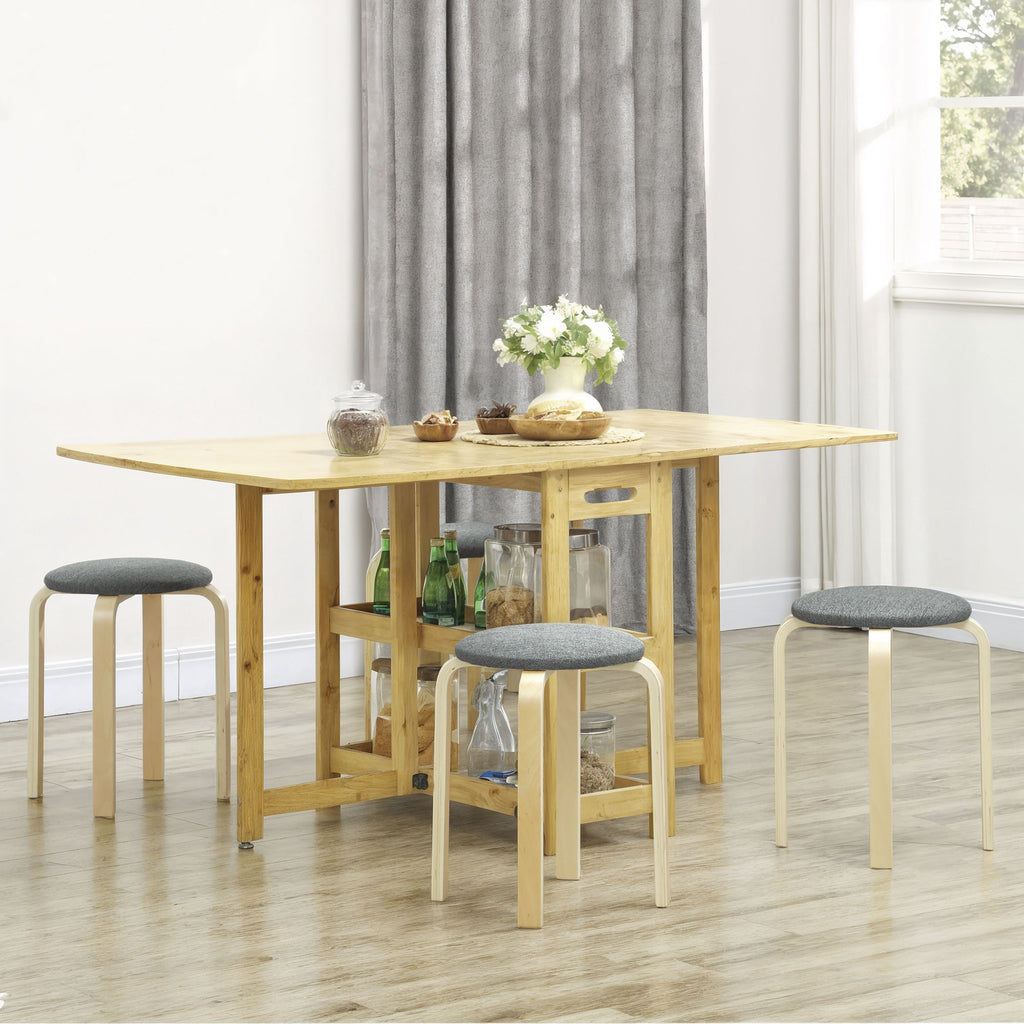 Ensemble de 4 tabourets empilables ronds sans dossier avec assise rembourrée, 40 x 40 x 45 cm, gris-9