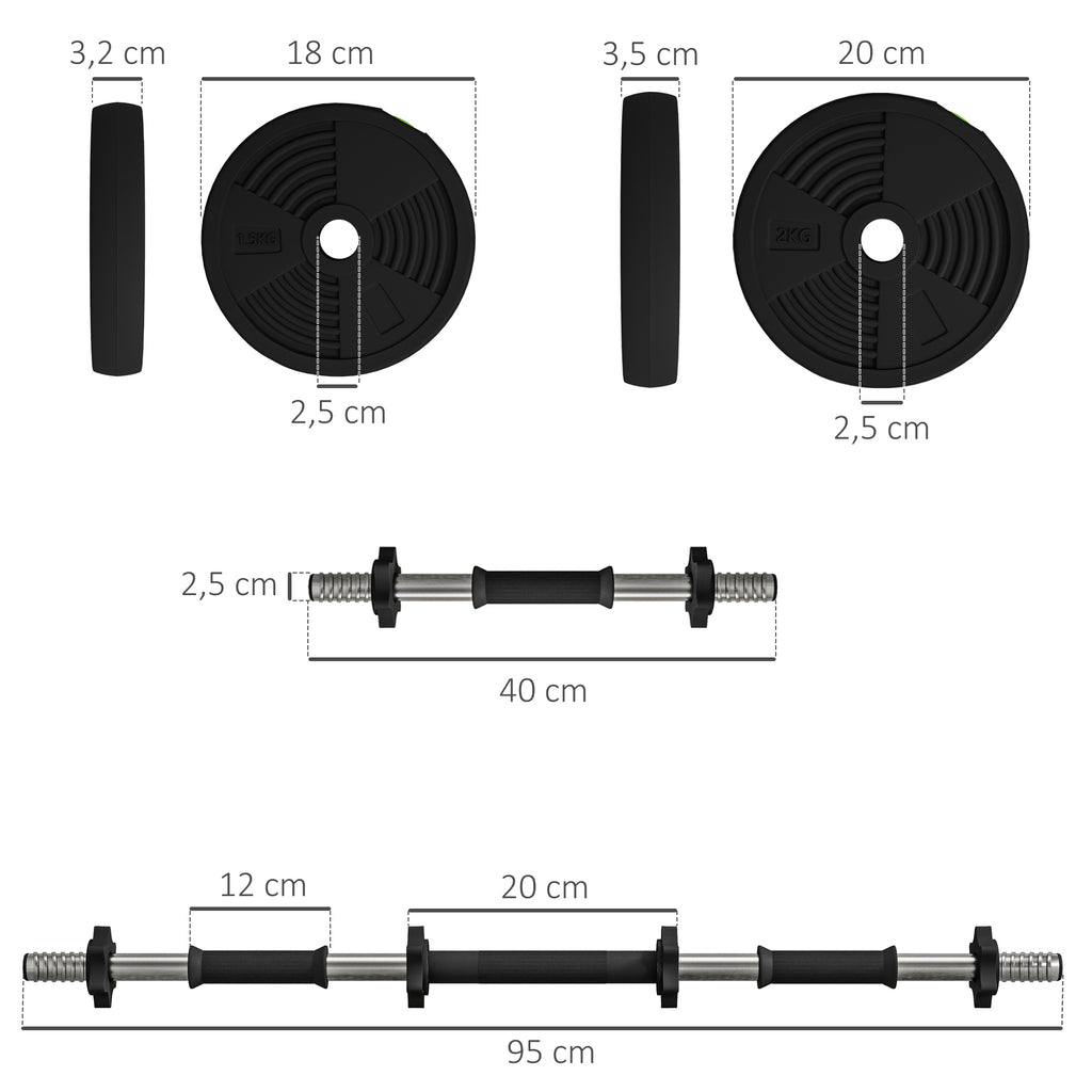 Haltères 2 en 1 réglables, haltères libres avec poignées antidérapantes, 15KG - Barres incluses-2
