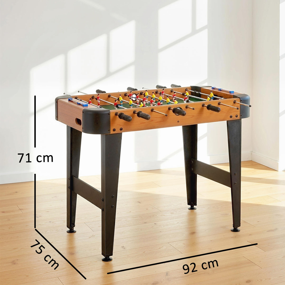 Baby-foot 92 cm, 22 joueurs, 2 balles, compteurs manuels, poignées antidérapantes, marron-2