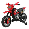 Moto Cross électrique Enfant 3 à 6 Ans 6 V phares klaxon musiques 102 x 58 x 66 cm Rouge et Noir-0
