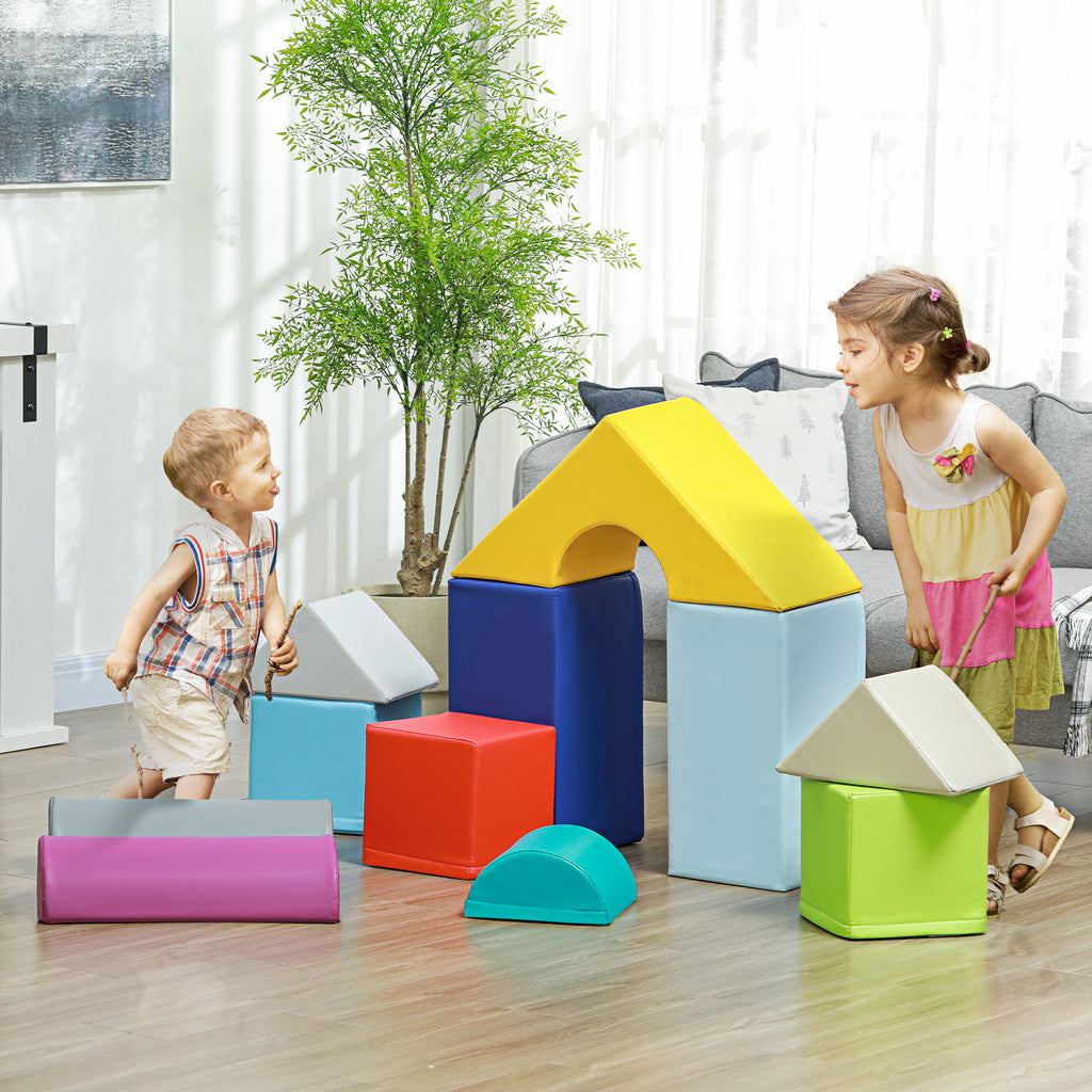 Parcours de motricité bébé 11PCS, module motricité bébé en mousse avec housse en polyuréthane et remplissage en EPE, multicolore-9