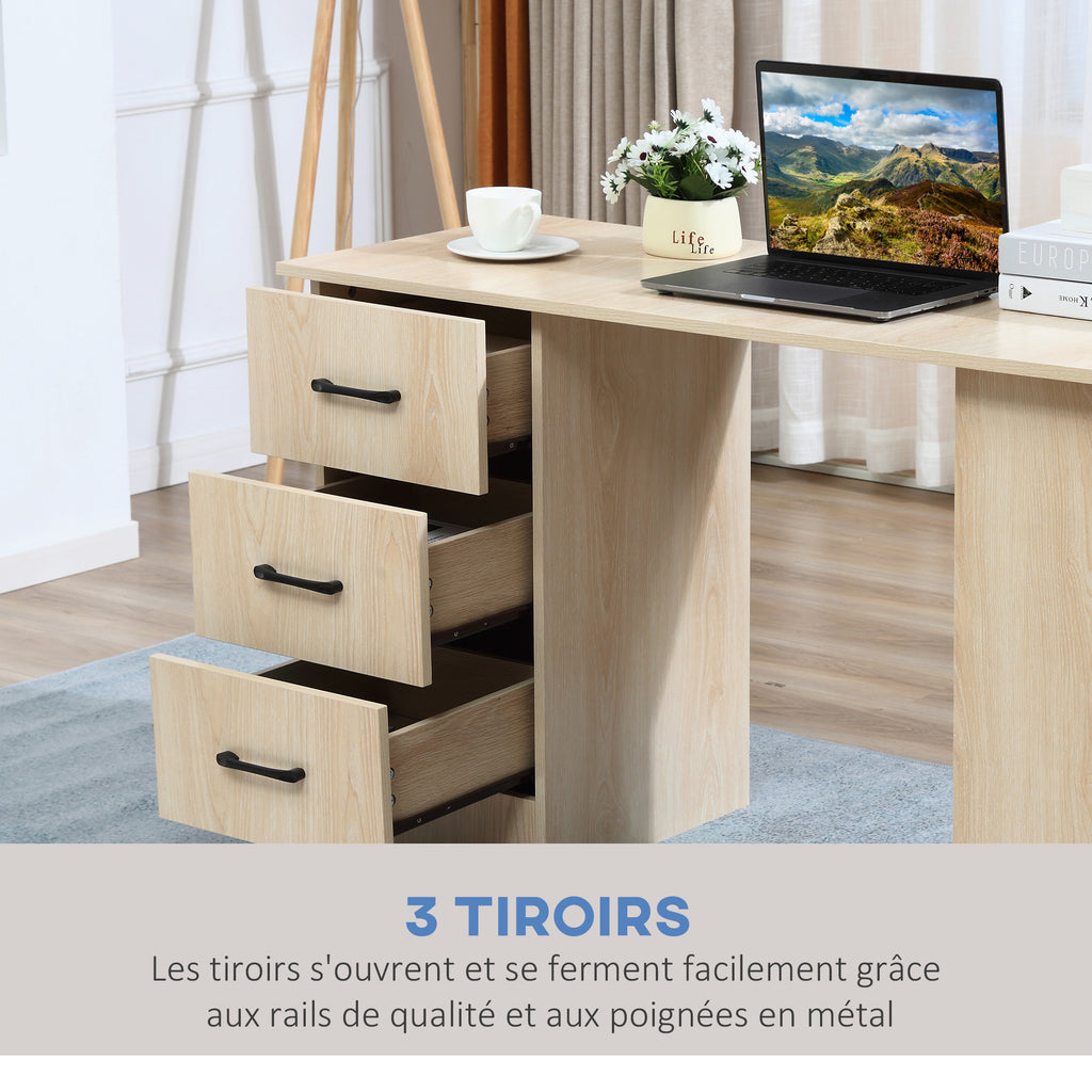 Bureau 120 x 50 cm avec étagères et tiroirs, pour petit espace, bureau à domicile, chambre à coucher, couleur bois-4