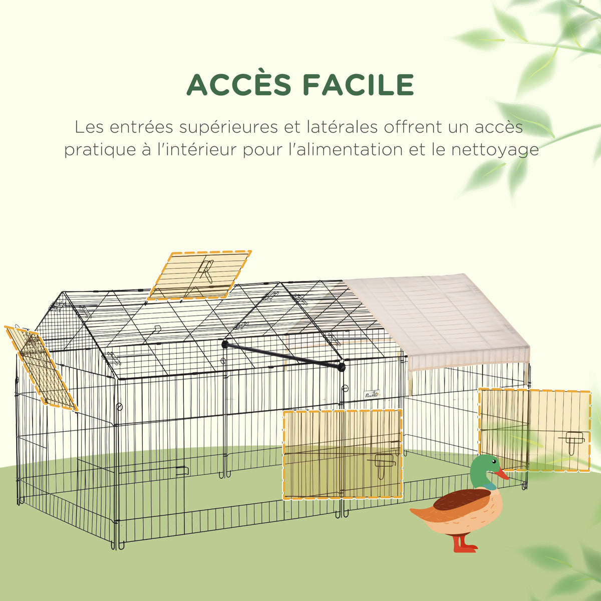 Clôture pour petits animaux cage pour animaux domestiques cadre en métal galvanisé 4 piquets de sol noir et beige-4