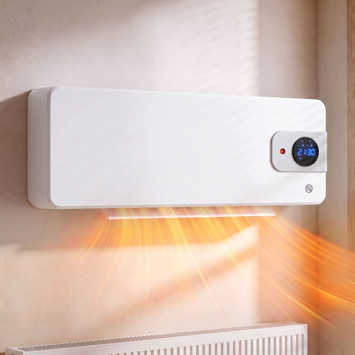 Radiateur Soufflant Mural Radiateur Électrique 2000W en Céramique PTC Oscillation WiFi Thermostat 54x12,5x18,7cm Blanc-1