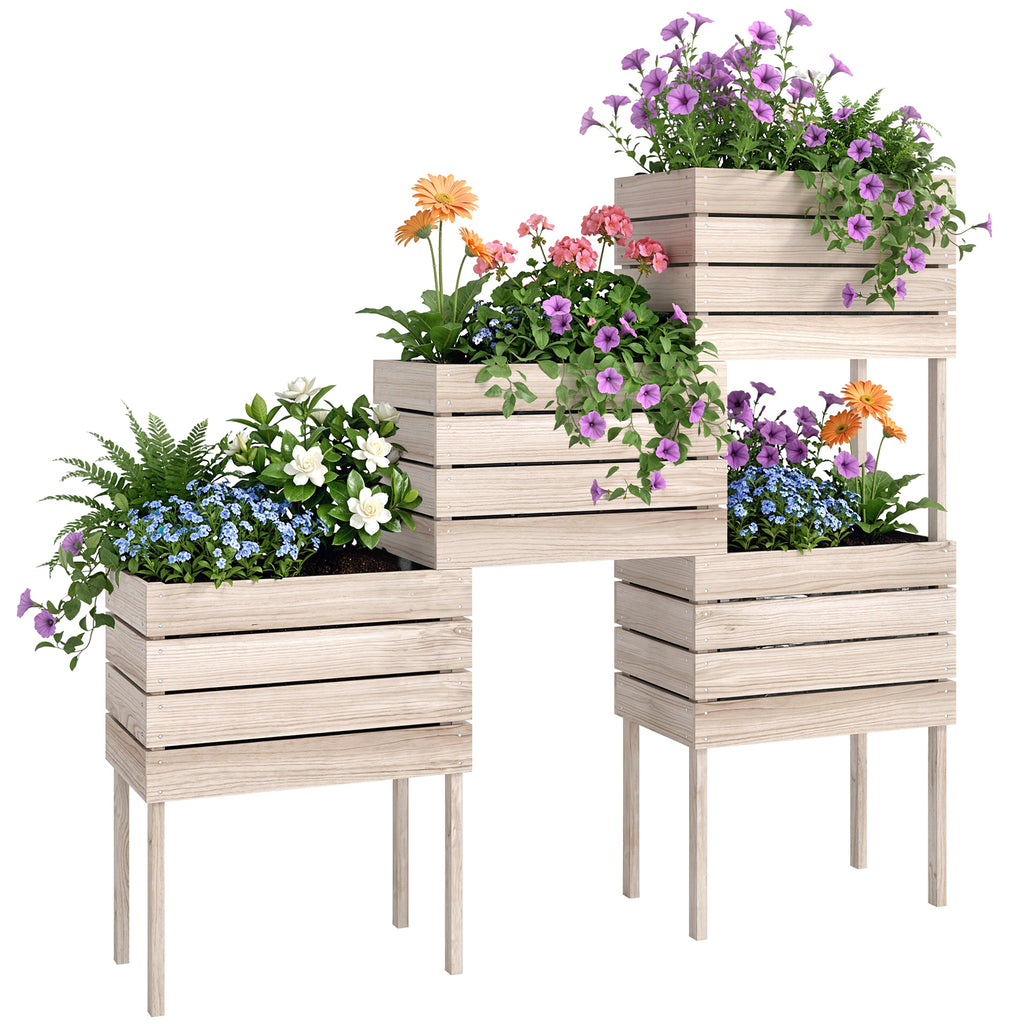 Jardinières sur Pieds carrés potagers - Lot de 4 jardinières sur Pied modulables - 50L x 30l x 60H cm-0