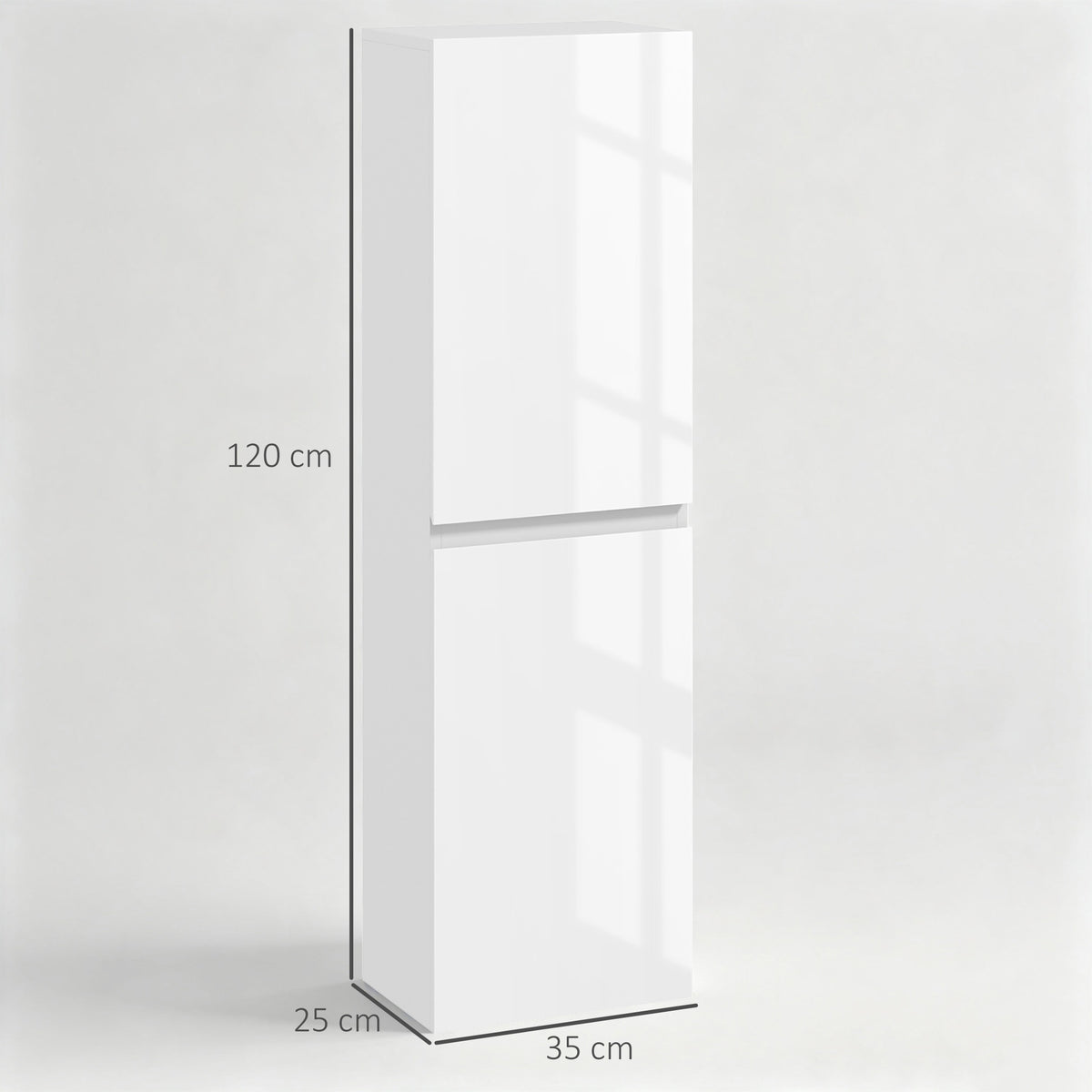 Meuble colonne rangement salle de bain style contemporain 2 placards étagères réglables 35 x 25 x 120 cm blanc laqué-2