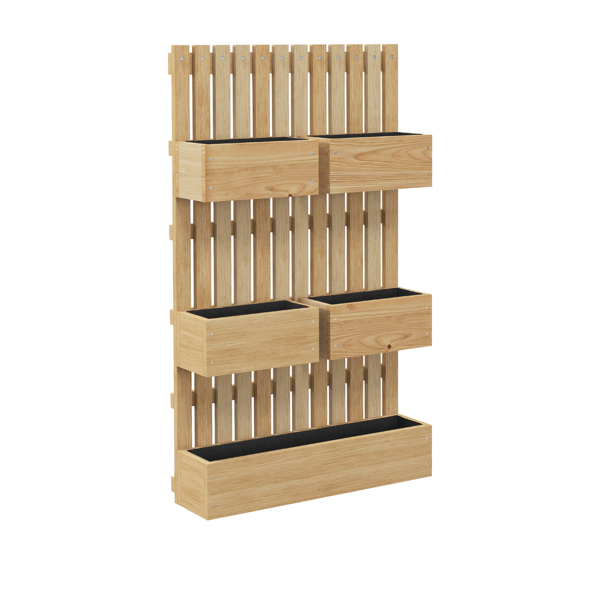 Jardinière murale potager avec 5 bacs treillis en bois massif amovibles 60 x 16 x 100 cm-0
