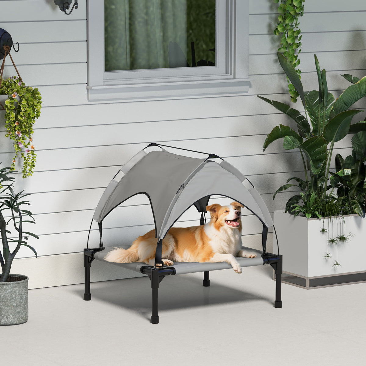 Lit pour chien chat sur pieds grand confort velum anti-UV oxford sac de transport inclus 76 x 61 x 69,5 cm gris-9