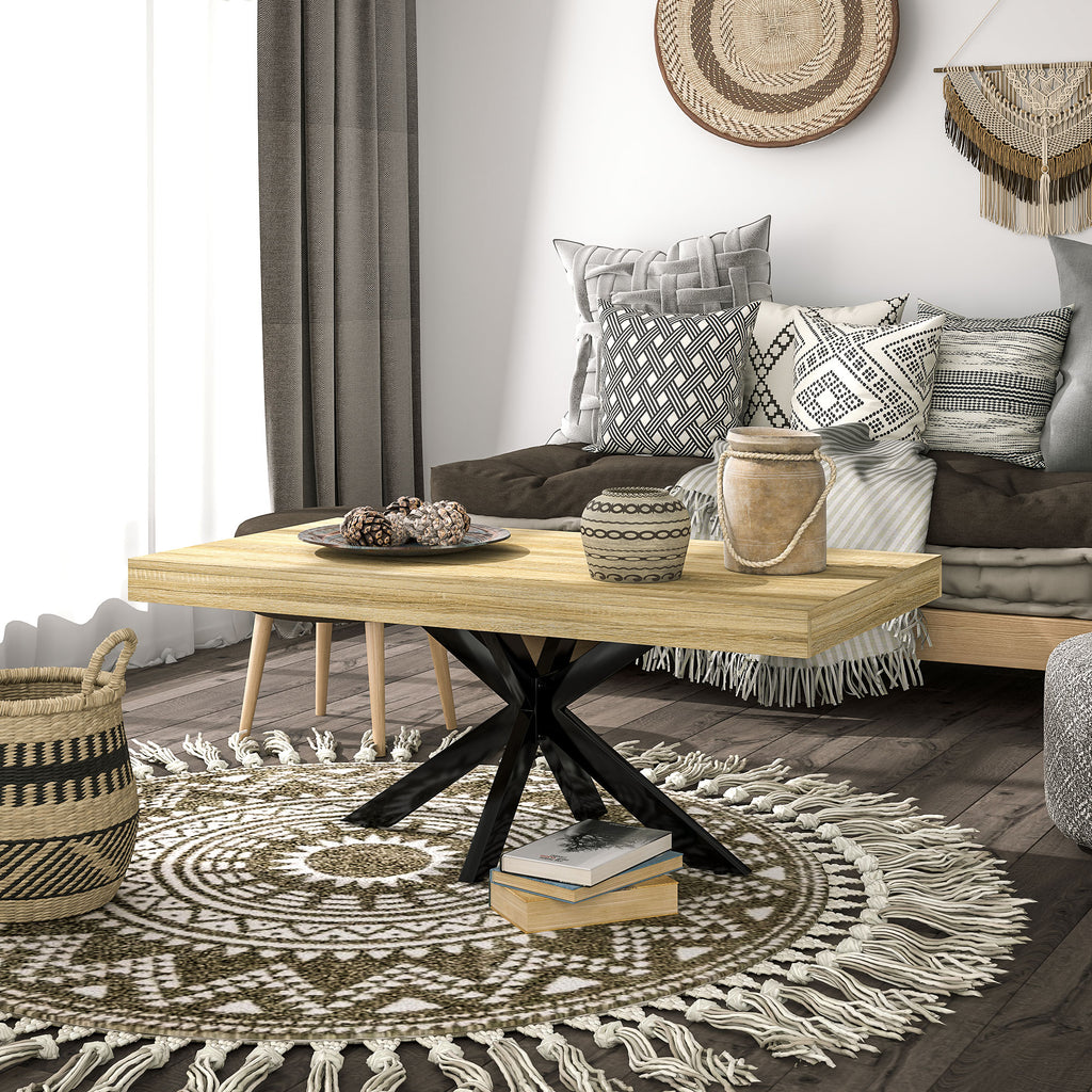 Table Basse rectangulaire table d'appoint Style Industriel en métal Noir et Plateau aspect Bois - dim. 110 x 60 x 45cm-7