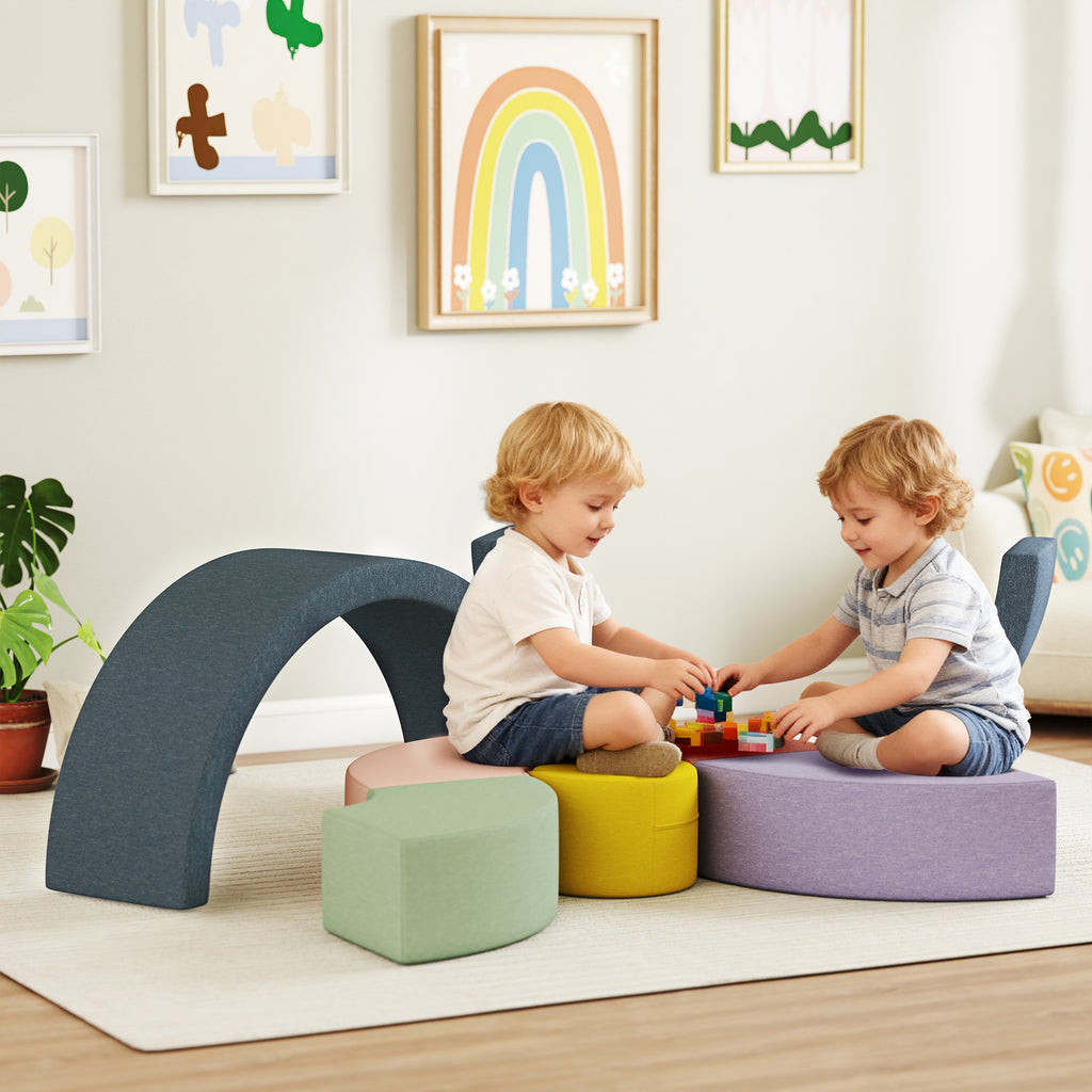 Parcours motricité bébé module motricité bébé 7 pièces avec housse lavable 107 x 107 x 30 cm multicolore-1
