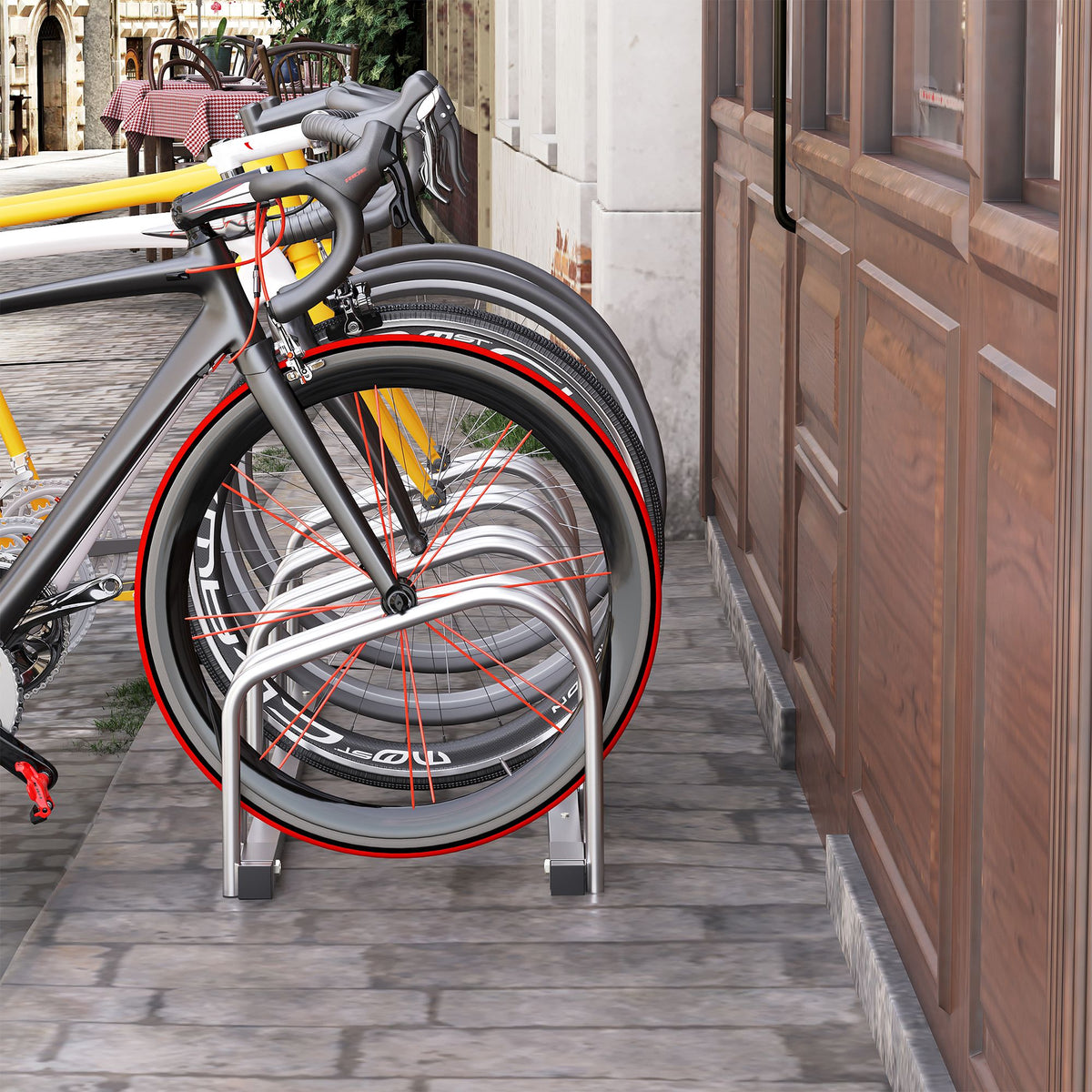 Râtelier 4 vélos dim. 110L x 33l x 27H cm acier galvanisé argent-1