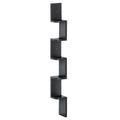 Étagère d'angle Murale à 5 Niveaux Hauteur 120 cm Forme de Zigzag en Bois Noire-0