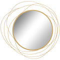 Miroir rond en métal filaire doré, décoration style moderne, diamètre Φ65 cm-0