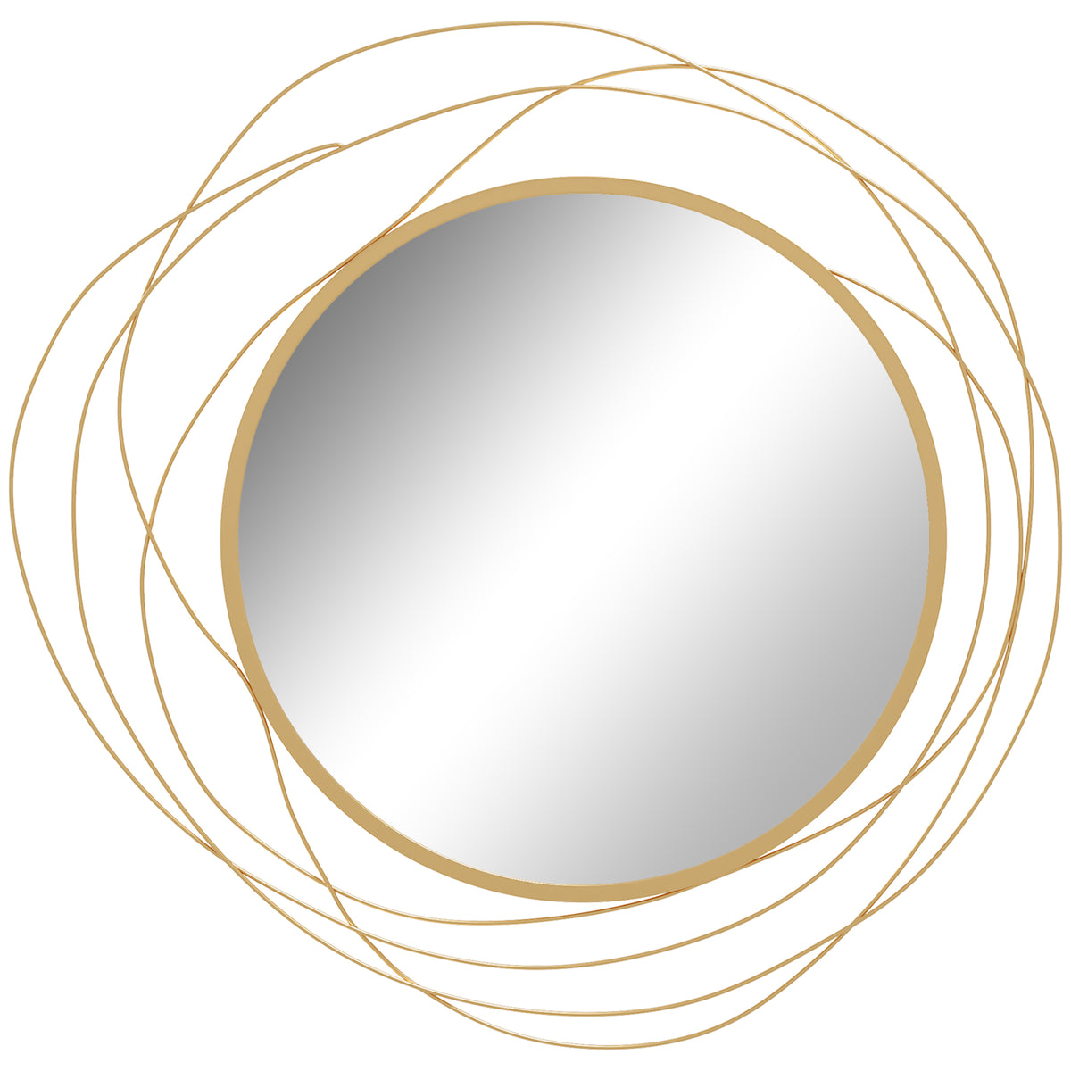 Miroir rond en métal filaire doré, décoration style moderne, diamètre Φ65 cm-0