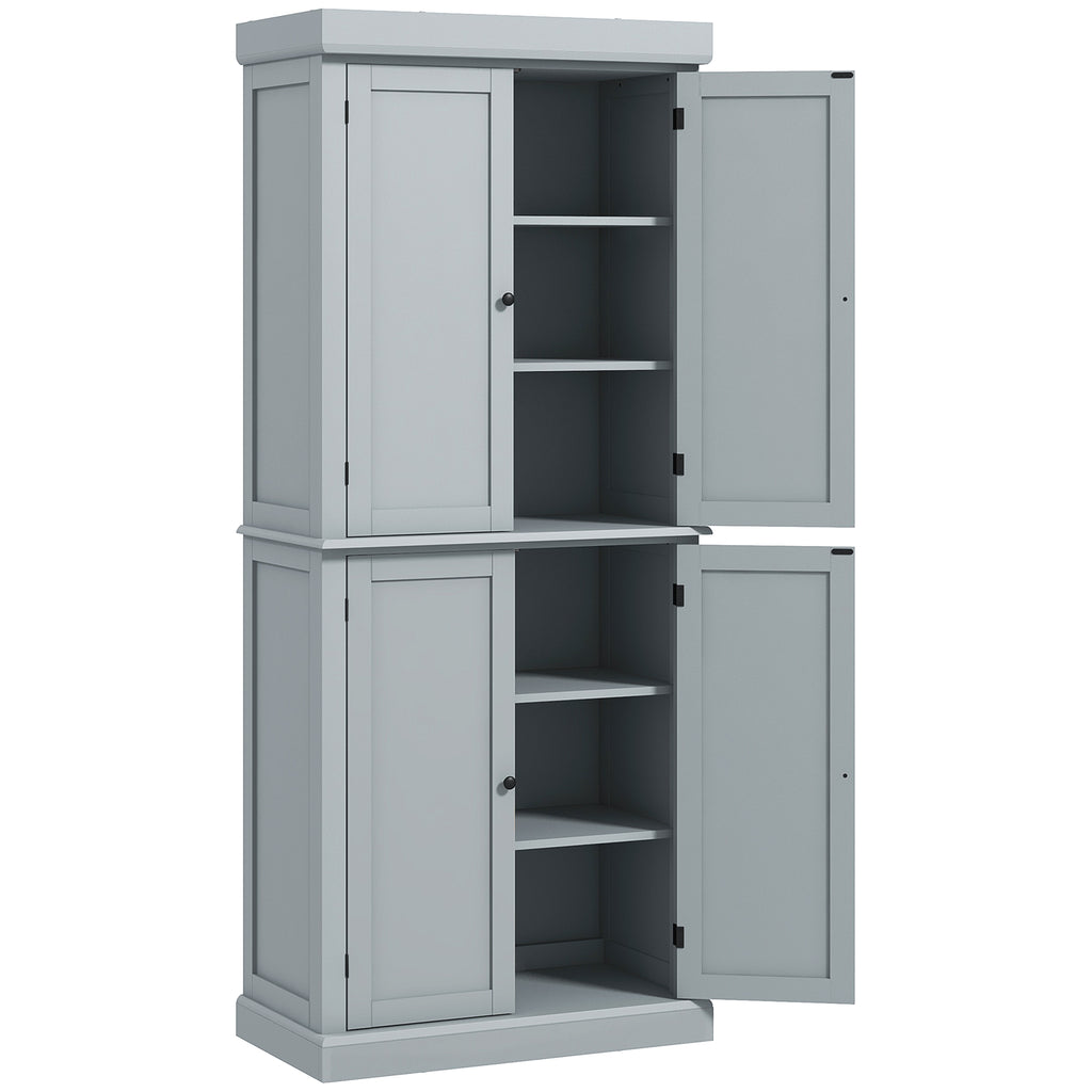 Armoire de cuisine buffet cuisine style moderne avec placards, étagères réglables, 76 x 40,5 x 184 cm, gris-0