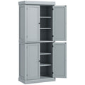 Armoire de cuisine buffet cuisine style moderne avec placards, étagères réglables, 76 x 40,5 x 184 cm, gris-0