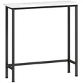 Console meuble 75 cm, table console plateaux en effet marbre, cadre en métal, style moderne blanc et noir-0