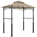 Tonnelle de barbecue à deux niveaux auvent de réception pour jardin avec lumière LED 243 x 148 x 248 cm kaki-0