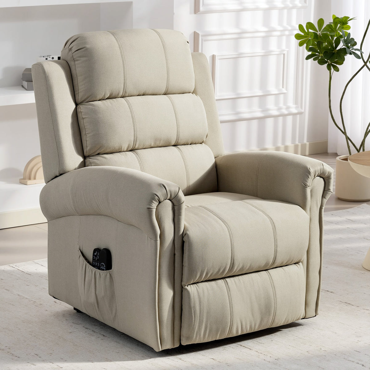 Fauteuil releveur électrique, fauteuil relax électrique avec fonction massage et chauffage, 87 x 87,5 x 108 cm, beige-1