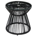Table de jardin ronde en résine tressée imitation rotin table de bistrot métal plateau verre trempé Ø 40 x 42 cm noir-0