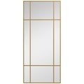 Miroir mural verrière rectangulaire style fenêtre, horizontal ou vertical avec 4 crochets, en métal doré - 110x50 cm-0