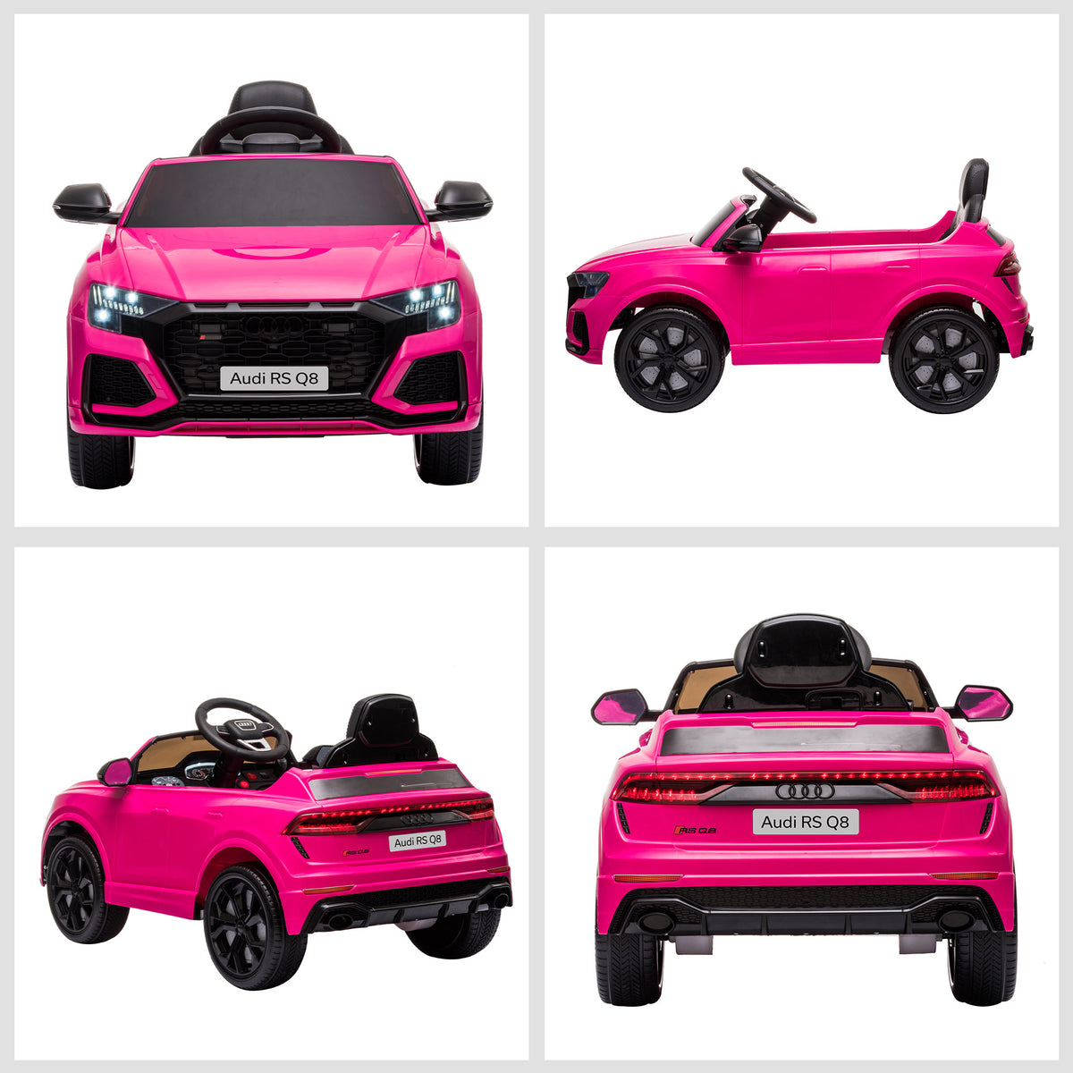 Voiture électrique enfants sous licence Audi RS Q8, véhicule électrique avec télécommande, USB, Bluetooth, rose-7