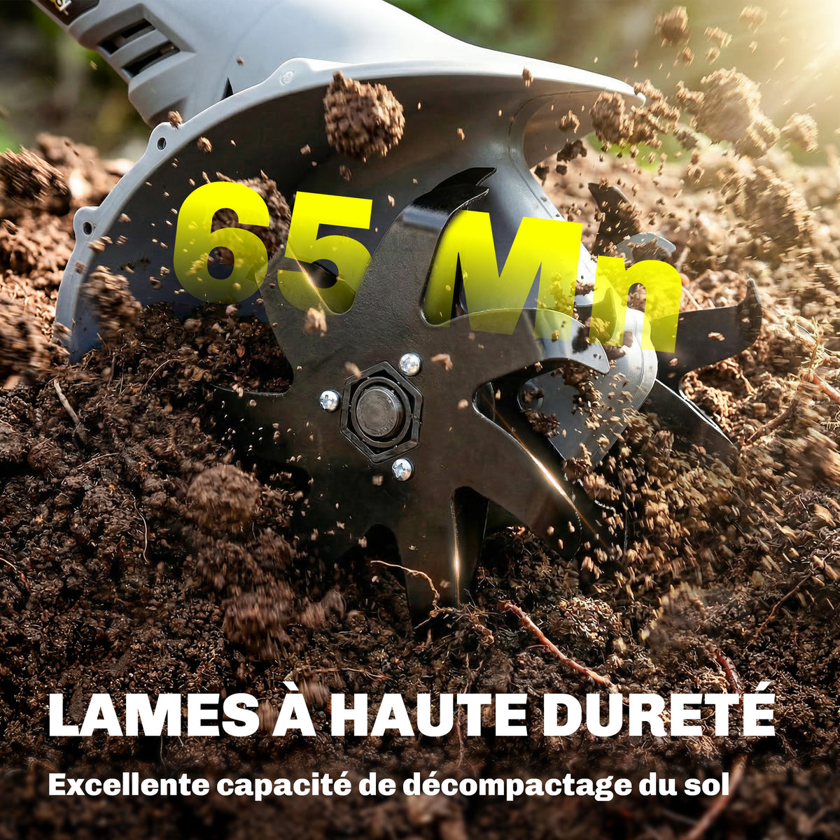 Motobineuse sans Fil Motoculteur Électrique 18V 355W avec 2 Batteries 4,0Ah Léger et Anti-mal de Dos, Largeur 20cm Gris-6