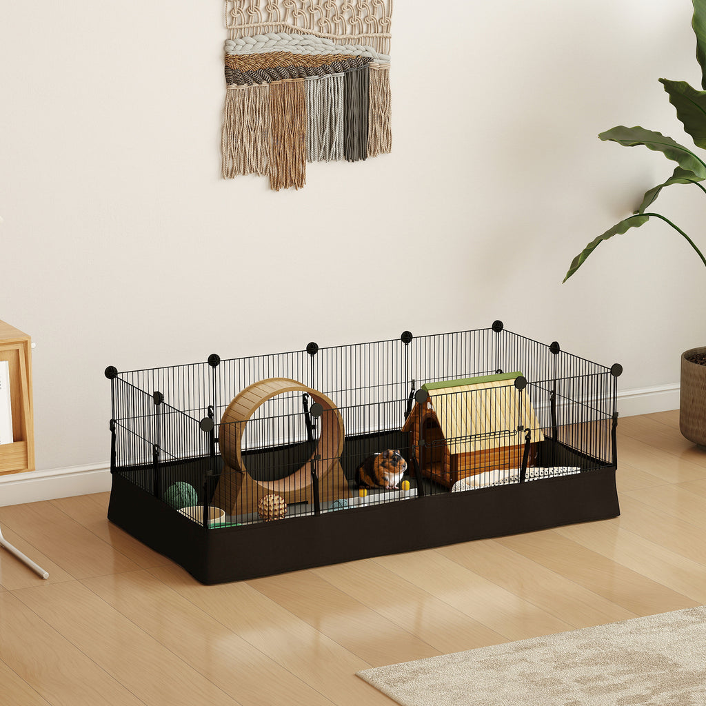 Enclos pour petits animaux, cage à lapin modulable 12 panneaux avec tapis étanche, en acier, 120 x 60 x 40 cm, noir-9