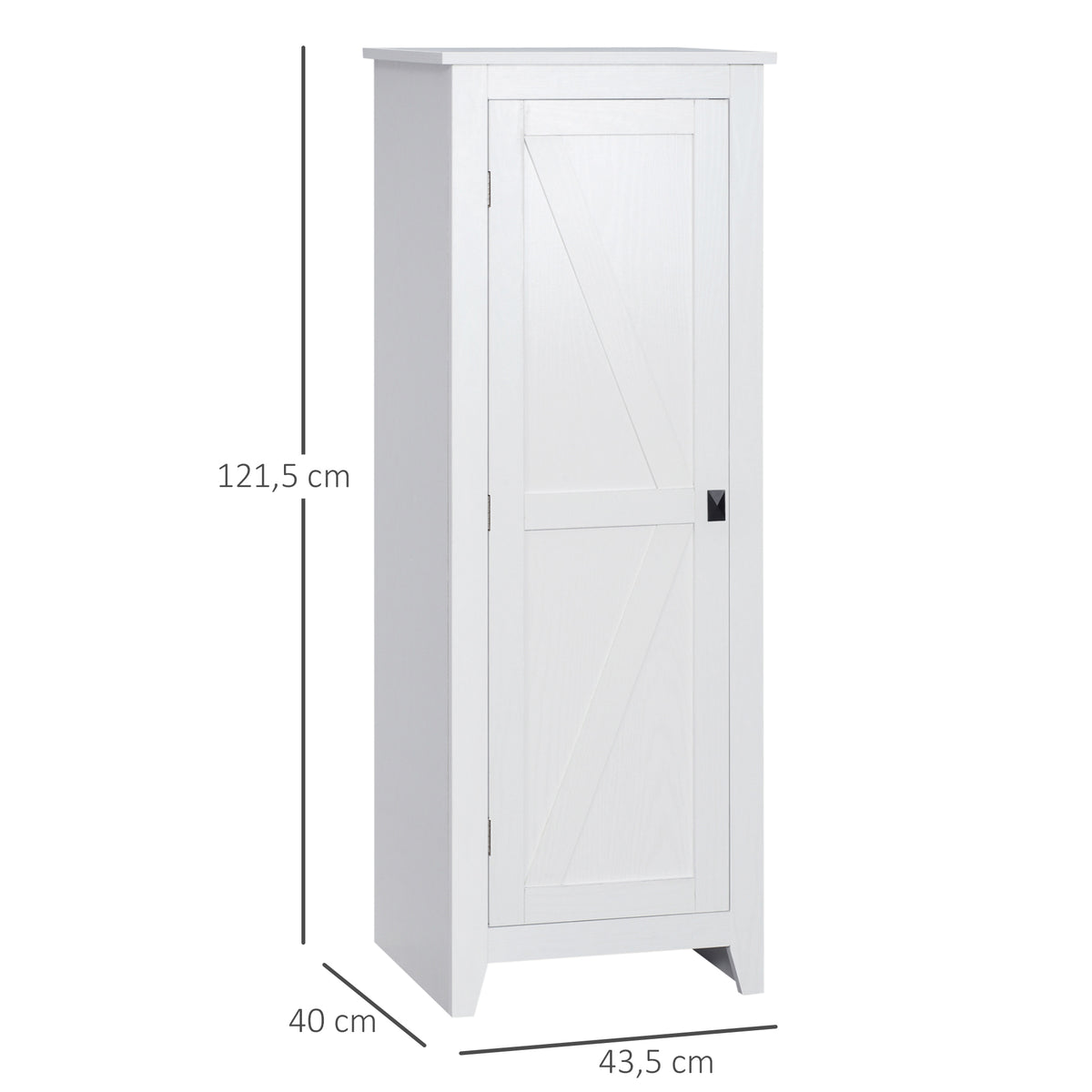 Armoire de Rangement sur Pieds buffet cuisine meuble de rangement  pour Salle de bain Gain de Place Style Classique avec 2 étagères réglables- Hauteur 120 cm en Bois Blanc-2
