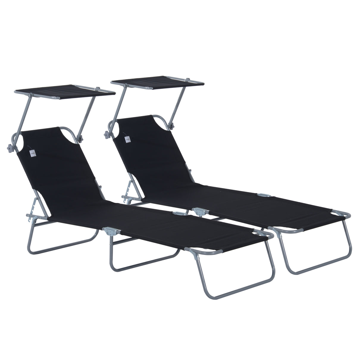 Lot de 2 transats Bain de Soleil Pliable Chaise Longue Pliante Grand Confort Dossier Inclinable Pare-Soleil réglable-0