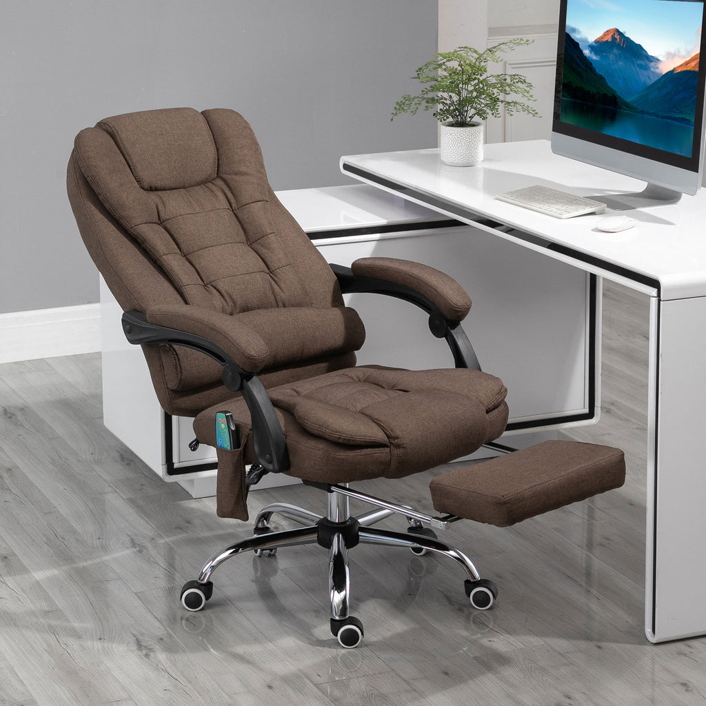 Fauteuil de bureau direction massant chauffant hauteur réglable dossier inclinable repose-pied + coussin lombaires-9