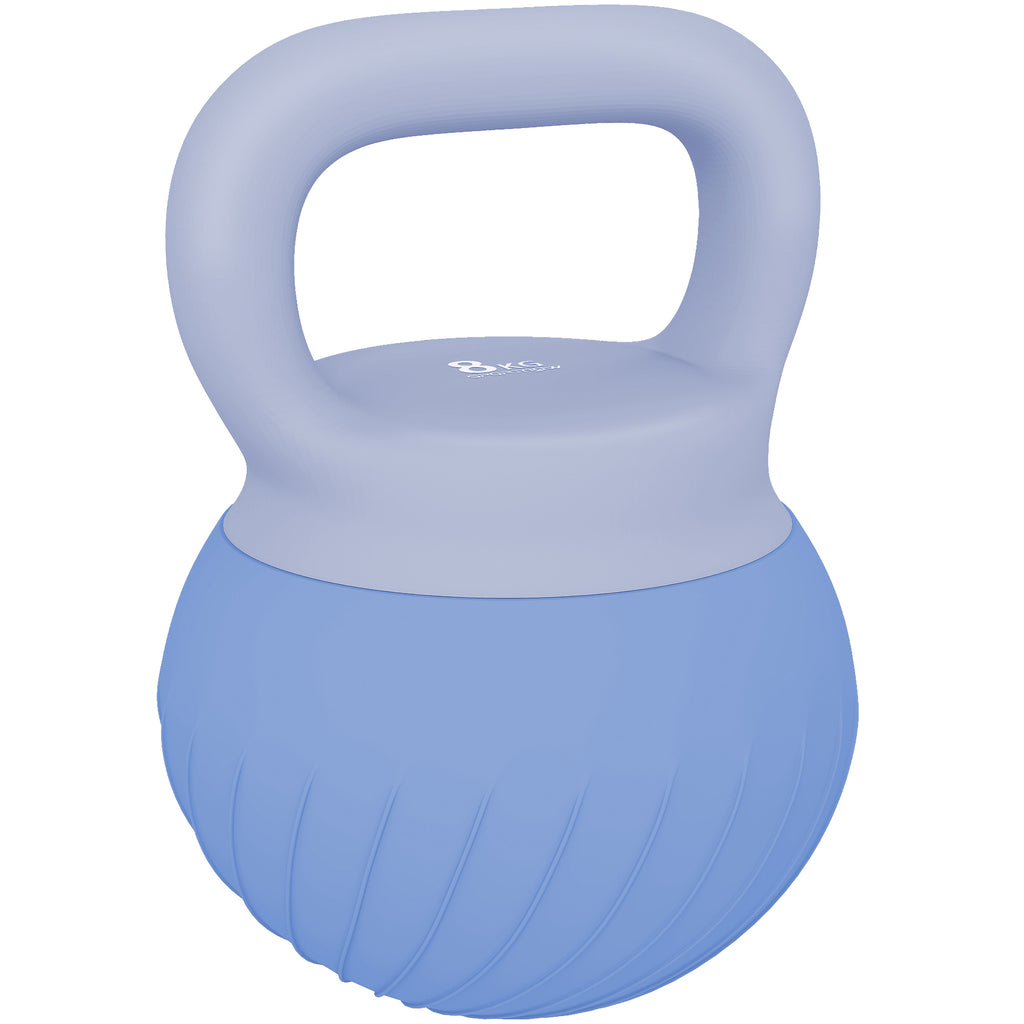 Kettlebell 8 kg, Haltère avec Poignée Ergonomique Antidérapante, Haltère à Boule, Musculation, Entraînement, Bleu-0
