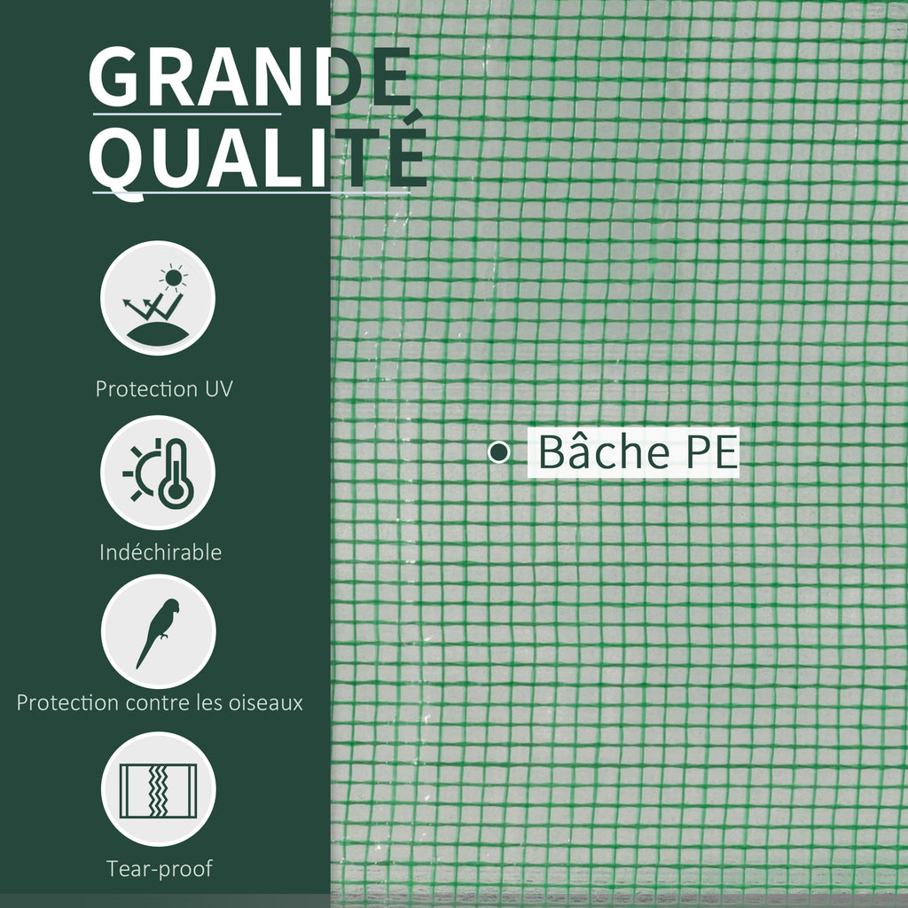 Serre de jardin mini serre serre à tomates 2 x 1 x 0,8 m porte zippée bâche PE acier vert-3