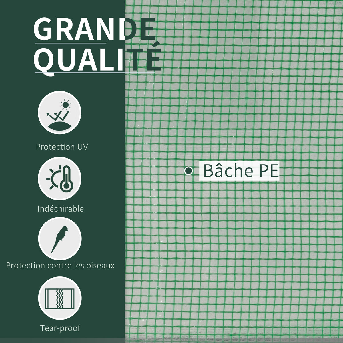Serre de jardin mini serre serre à tomates 2 x 1 x 0,8 m porte zippée bâche PE acier vert-3