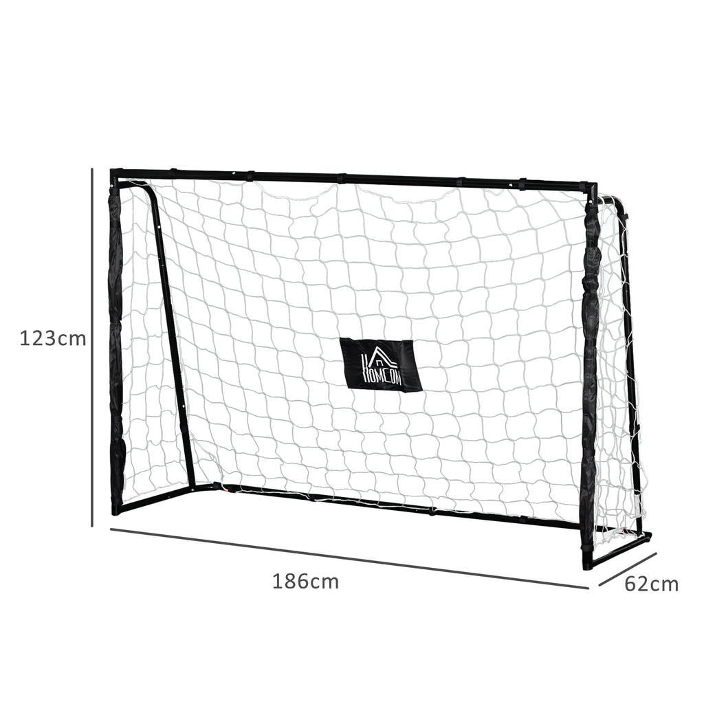But de football cage de foot châssis métal filet PE piquets & outil inclus dim. 186L x 62l x 123H cm noir blanc-2