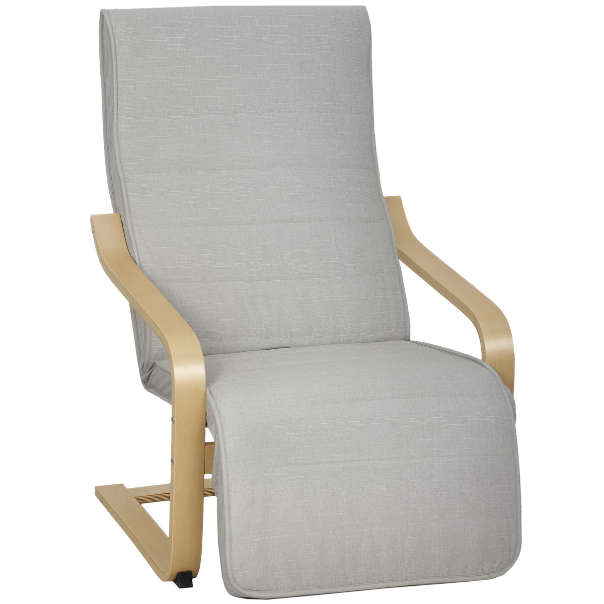 Fauteuil Luxe Confort et Relaxation avec Repose-Pied réglable déhoussable 94 x 66,5 x 100 cm cm Bois Massif Gris Clair-0