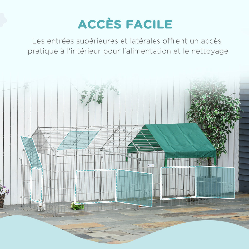 Clôture pour petits animaux cage pour animaux domestiques cadre en métal galvanisé 4 piquets de sol inclus 220 x-4