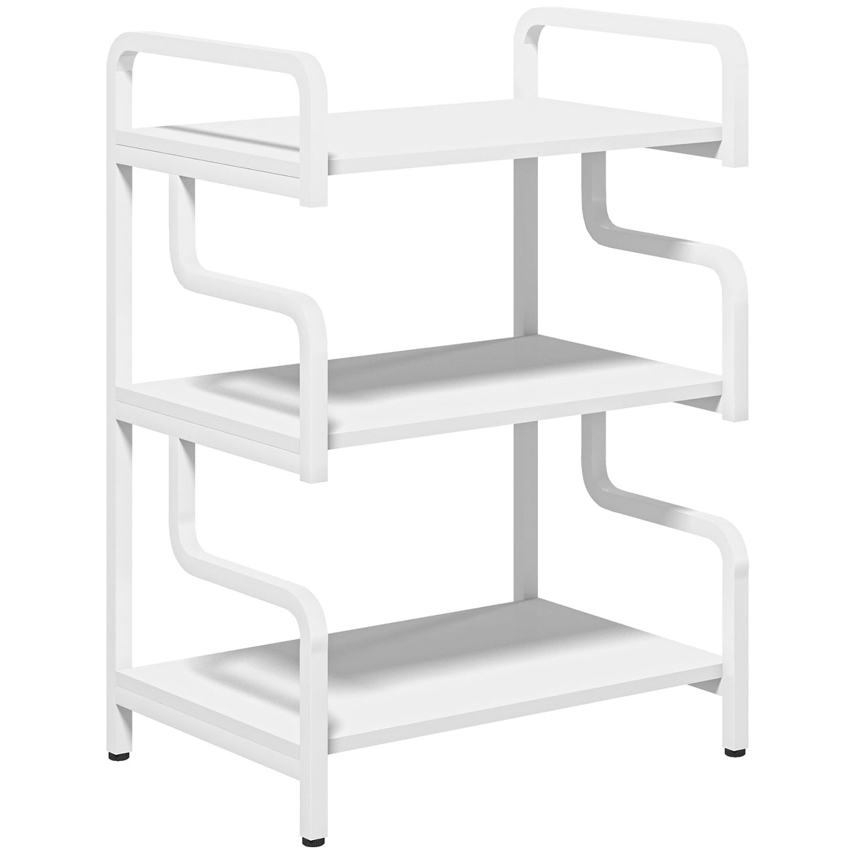 Étagère de rangement à 3 niveaux étagère en métal design industriel structure en acier 55 x 40 x 77 cm blanc-0
